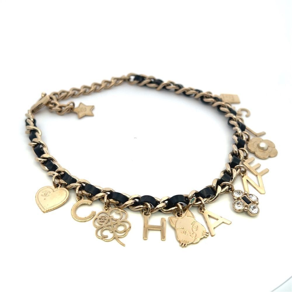 Chanel Carm Choker Necklace Faux Leather and Gold Tone - Picture 2 of 6